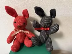 PINK HOUSE ドット柄 うさぎ ぬいぐるみ 2体セットのサムネイル