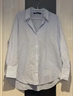 ZARA 水色ストライプ 長袖シャツ M