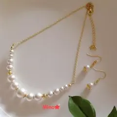 ♥️コットンパールブライトネックレス&ピアス♥️【レアールSET】