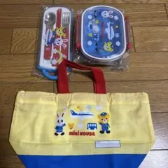 MIKI HOUSE お弁当箱カトラリーセット　ランチバッグ　ANA 飛行機のサムネイル
