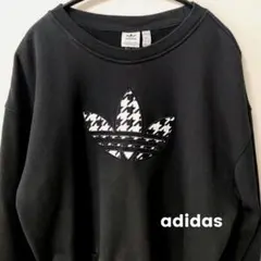 【adidas】良品 スウェット千鳥格子ロゴ レディース