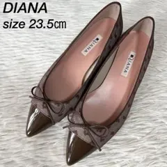 【新品未使用】ダイアナ　ブラウンハートフロッキーレース　パンプス　23.5㎝
