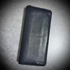 PRADA ネイビー レザー メンズ 長財布 9124 - メルカリ