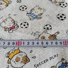 サッカー猫柄綿生地 約200✕92cm　254