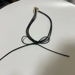 ブラック レザー チョーカー リボン ネックレス