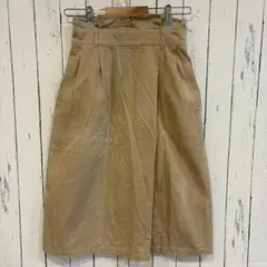 マジェスティックレゴン　膝丈スカート　キャメル　ギャザーウエスト　ハイウエスト