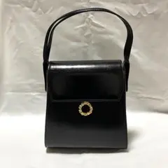 最短当日発送 ハナエモリ フォーマル ハンドバッグ 黒 金具 レザー