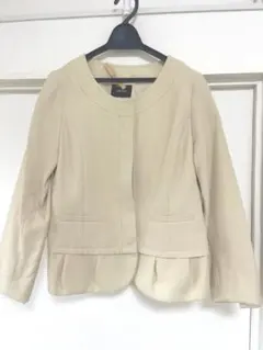 foxeynewyorkフォクシー ノーカラージャケット ベージュ サイズ 38 