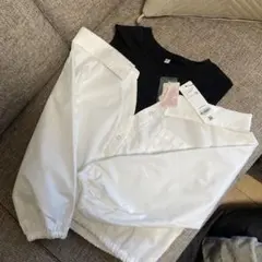 ホワイト ブラック 長袖シャツドッキングシャツ150