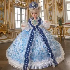 ジェニーフレンド27cmドール服 ピンクとグレーのボリュームドレス