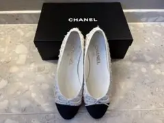 CHANEL【デニム地フラットシューズ】38.5（日本サイズ24.5相当
