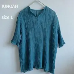 JUNOAH ジュノア シアートップス グリーン 夏 半袖のサムネイル