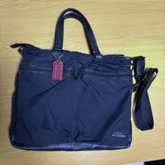 COACH ナイロン　レザー　トートバッグ 黒