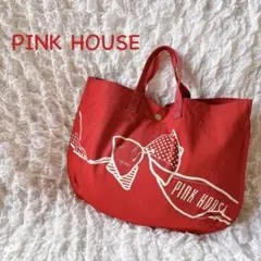 ＊PINK HOUSE＊リボンプリント コットントー トバッグ ヴィンテージ赤