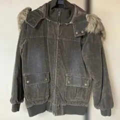 ダークグレー ファー付きジャケット