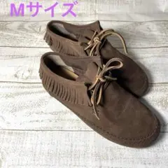 ブラウン スエード フリンジ ローファー/Mサイズ