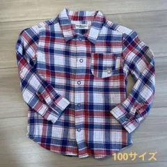 キッズミキハウス ホットビスケッツ 長袖チェックシャツ 100cm 男の子女の子