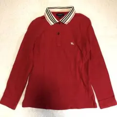 バーバリーロンドン　長袖ポロシャツ　胸ロゴホース刺繍　襟ノバチェック　肘パッチ