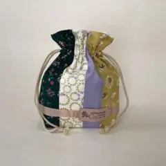 デコレクションズ花のパッチワークミニきんちゃくポーチ