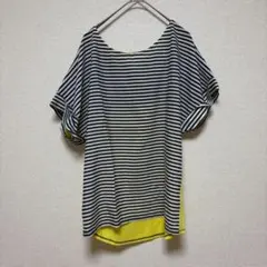 半袖ブラウス トップス オフショルダー ストライプ 総柄 黄 イエロー