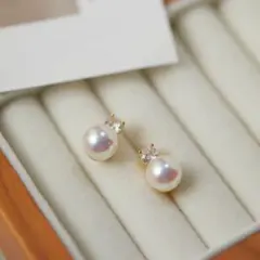 【ラスト1個！】イヤリング　パール　ダイヤ　結婚式　ゴールド