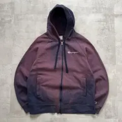 一点物Boro　鬼フェード　ボロ　パーカー　褪色　パープル×ネイビー　ジップ　L