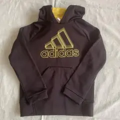 adidas キッズ パーカー ブラック イエロー フード トレーナー フーデイ