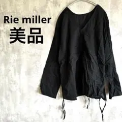Rie miller シャーリング2WAYブラウス 黒 ブラック M リボンのサムネイル