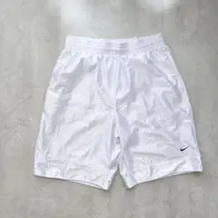 【NIKE】DRI-FIT スウォッシュロゴ スポーツハーフパンツ ホワイト M