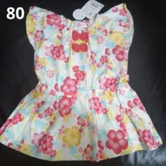 【50%OFF以上/新品タグ付き】ミキハウス 花柄ワンピース 80