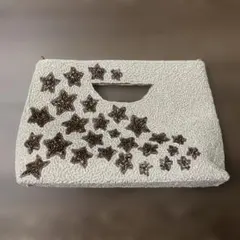 星型ビーズ装飾クラッチバッグ