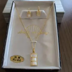 貝工芸品　貝細工　ネックレス　イヤリング　2点セット