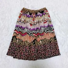 ツモリチサト 2 総柄 膝丈 スカート ティアード 花柄 フレア 派手 個性的