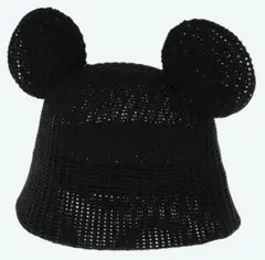 【新品】ミッキー耳付きブラック帽子