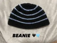 ビーニー　クラッシャーハット　クロシェハット　ハンドメイド　ボーダー