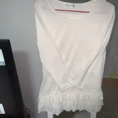 ローリーズファームレプシム美品M三段フリル全て異素材！バニラホワイト！