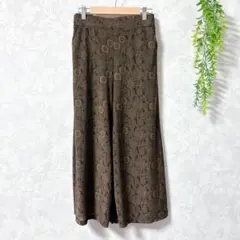＊ワイドパンツ/花柄総柄/ブラウン/裏地/ポケット
