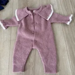 mili mili ピンク ニットロンパース 70