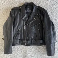 大きいサイズ2XL レザーキング　ダブルライダースジャケット キルティング　黒のサムネイル
