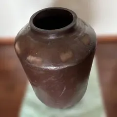 古美術 骨董 大型 陶器 鉢 植木鉢 壺 深みのある黒釉 - メルカリ
