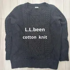 LLBean ダークグレー ケーブルニット M