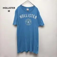 ホリスター Tシャツ クルーネック 半袖 ワッペン 刺繍 M 青 100%綿
