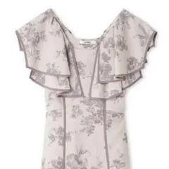 SNIDEL ラッフルカラープリントワンピース ピンクベージュ 00