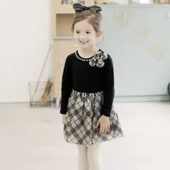 フォーマルドレス 黒と白のチェック柄