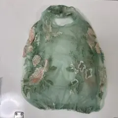 Franc franc 刺繍入りミントグリーンエコバッグ