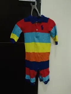 ラルフローレン　カラフルストライプロンパース 75センチ