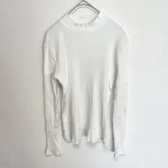 UNIQLO ホワイト リブ ハイネック 長袖トップス