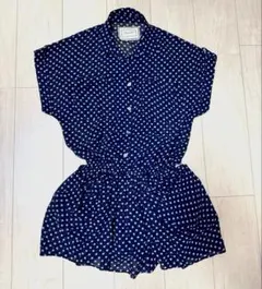【美品】LagunaMoon ネイビー 水玉 シャツワンピース 半袖