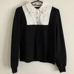 [高級]GRACE CONTINENTAL 刺繍カラーニットトップ 黒 秋服