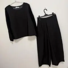 レースレディース ウエストリボン付きレース袖ワイドパンツドレス・セットアップ29